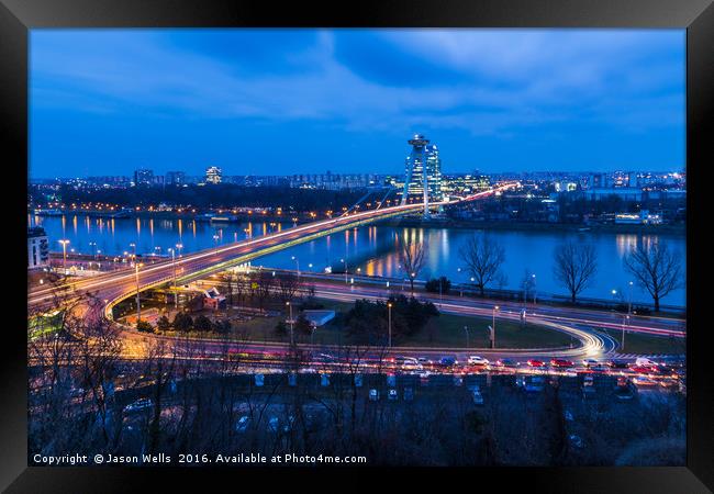 Twilight over the UFO Bridge Framed Print by Jason Wells