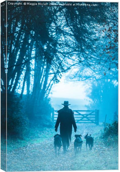 Man and  Dogs walking Canvas Print by Maggie McCall