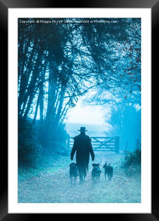Man and  Dogs walking Framed Mounted Print by Maggie McCall