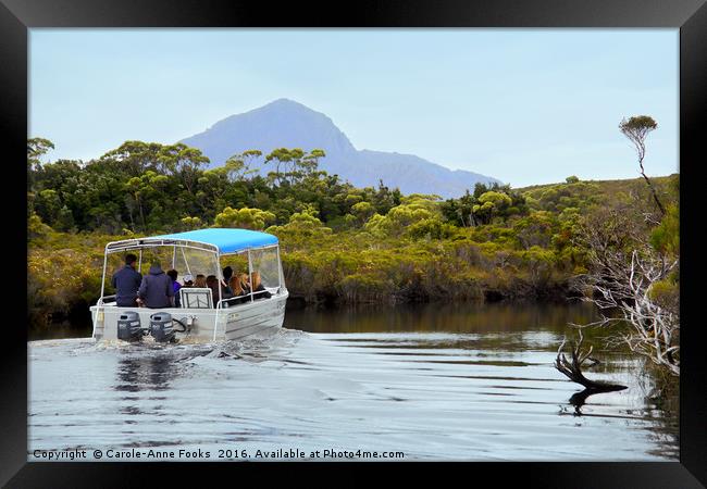 Boating on Melaleuca Creek, Tasmania. Framed Print by Carole-Anne Fooks