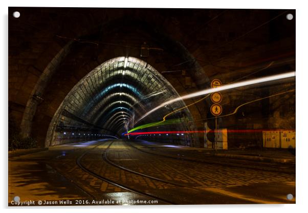Tram entering a tunnel Acrylic by Jason Wells
