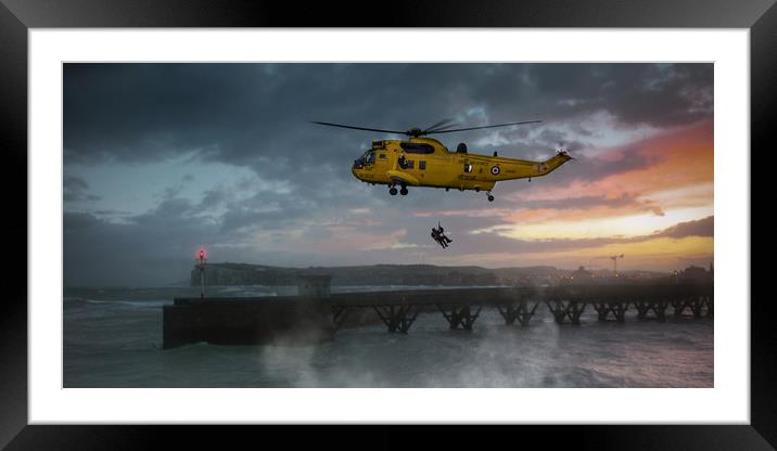 Sea King Coastal Rescue Framed Mounted Print by J Biggadike