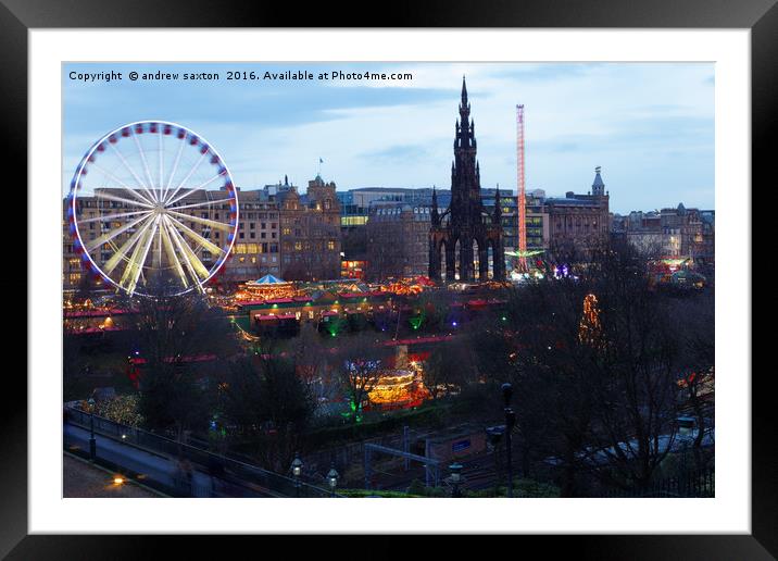 EDINBURGH IN LIGHTS Framed Mounted Print by andrew saxton