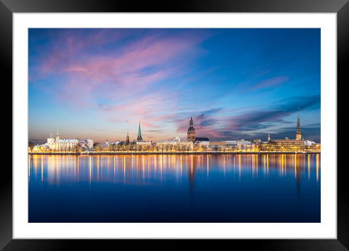 Riga Skyline Framed Mounted Print by Barry Maytum