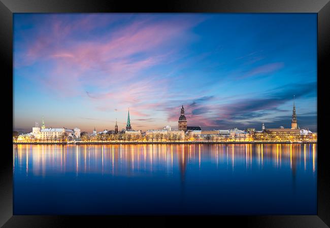 Riga Skyline Framed Print by Barry Maytum