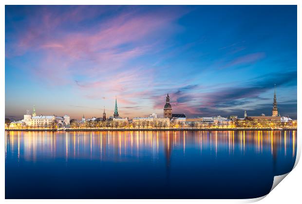 Riga Skyline Print by Barry Maytum