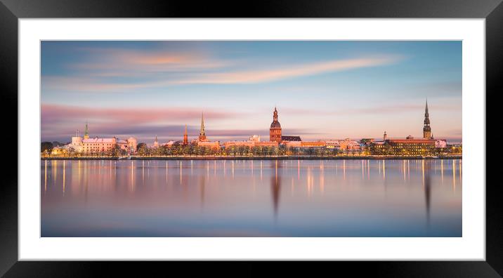 Riga in the Golden Hour Framed Mounted Print by Barry Maytum