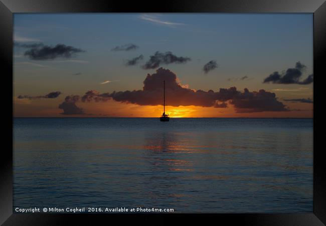 St Lucia Sunset 1 Framed Print by Milton Cogheil