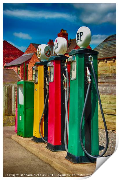 Petrol Pumps, Black Country Museum Print by Shawn Nicholas