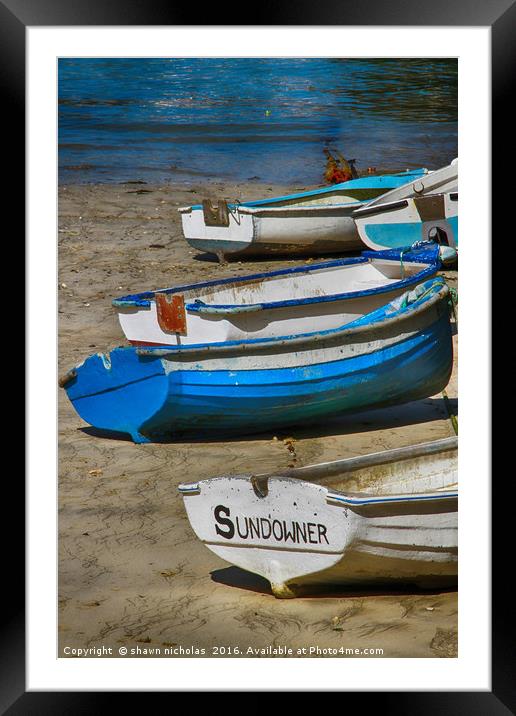 Rowing Boats, Newquay Harbour Framed Mounted Print by Shawn Nicholas