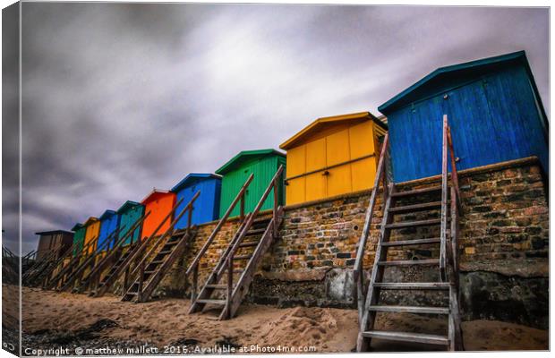 Stairway To Colourful Beach Huts Canvas Print by matthew  mallett