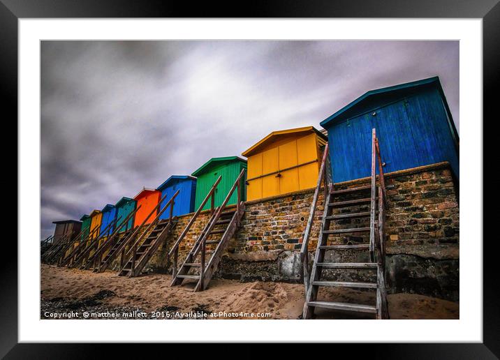 Stairway To Colourful Beach Huts Framed Mounted Print by matthew  mallett