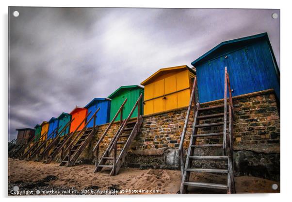 Stairway To Colourful Beach Huts Acrylic by matthew  mallett