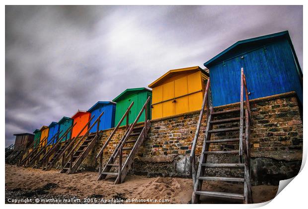 Stairway To Colourful Beach Huts Print by matthew  mallett