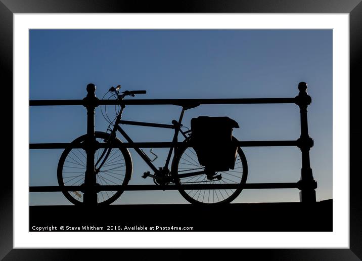 Bicycle against railings, sllhouette.  Framed Mounted Print by Steve Whitham