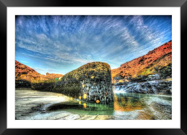 Boscastle Inner Harbour Wall at Low Tide Framed Mounted Print by Dave Bell