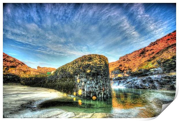 Boscastle Inner Harbour Wall at Low Tide Print by Dave Bell