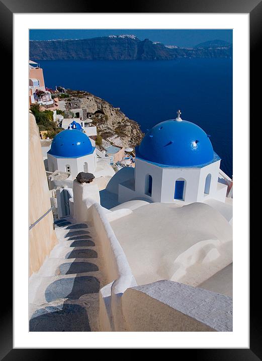 The Churches Of Oia Framed Mounted Print by Mark Robson