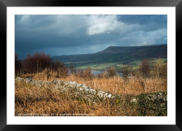 Mynydd Troed from Allt yr Esgair Brecon Beacons Framed Mounted Print by Nick Jenkins