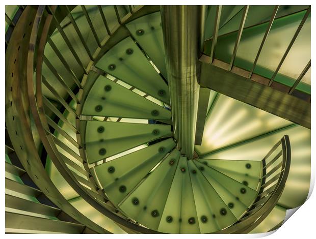 Green Staircase, Berlin, Germany Print by Mark Llewellyn