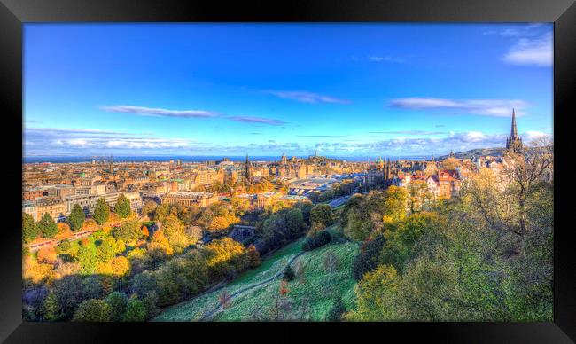 Edinburgh City View Panorama Framed Print by David Pyatt