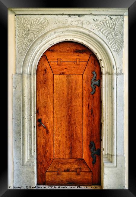 anno 1040 wooden door Framed Print by Paul Boazu