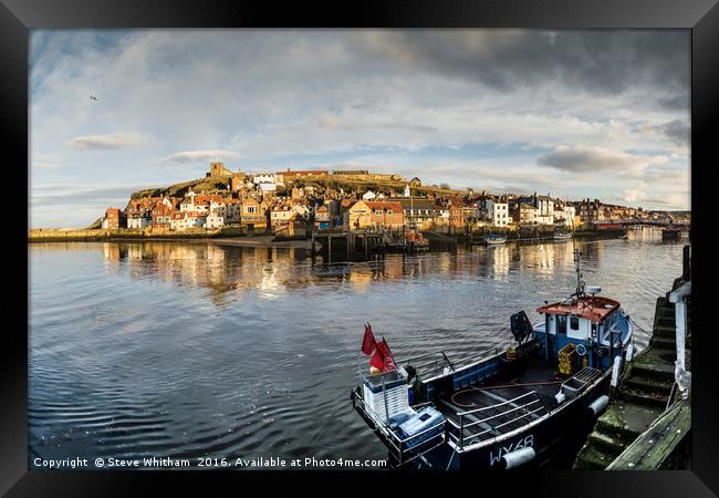 Whitby harbour panorama Framed Print by Steve Whitham