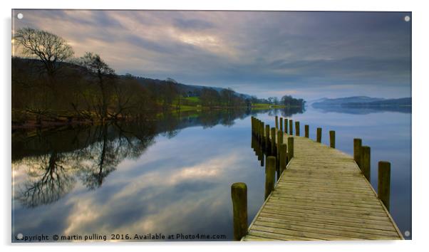 Calm before the storm on Coniston lake  Acrylic by martin pulling