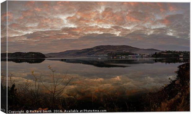 Evening reflections upon Loch Portree  Canvas Print by Richard Smith