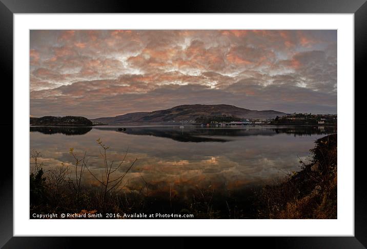Evening reflections upon Loch Portree  Framed Mounted Print by Richard Smith