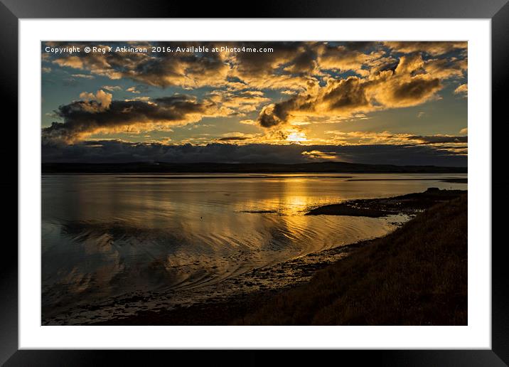 Sunset At Lindisfarne Framed Mounted Print by Reg K Atkinson