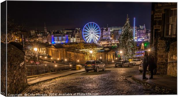 Edinburgh Christmas Lights Canvas Print by Colin Morgan