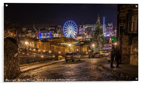 Edinburgh Christmas Lights Acrylic by Colin Morgan
