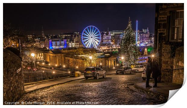 Edinburgh Christmas Lights Print by Colin Morgan