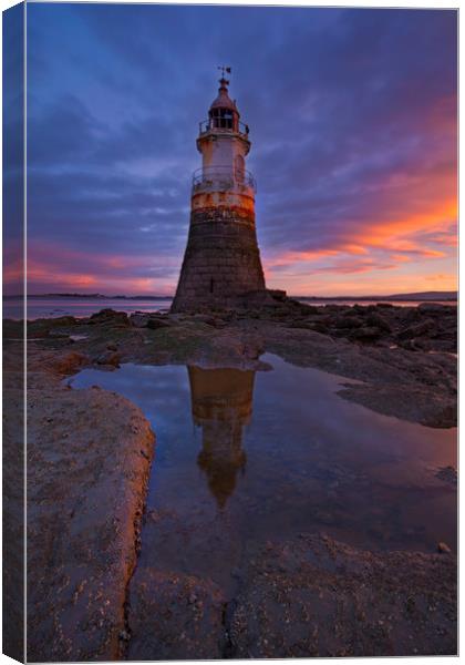Plover Scar Lighthouse Canvas Print by Simon Booth