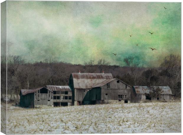 Winter Barn # 01 Canvas Print by JOHN RONSON