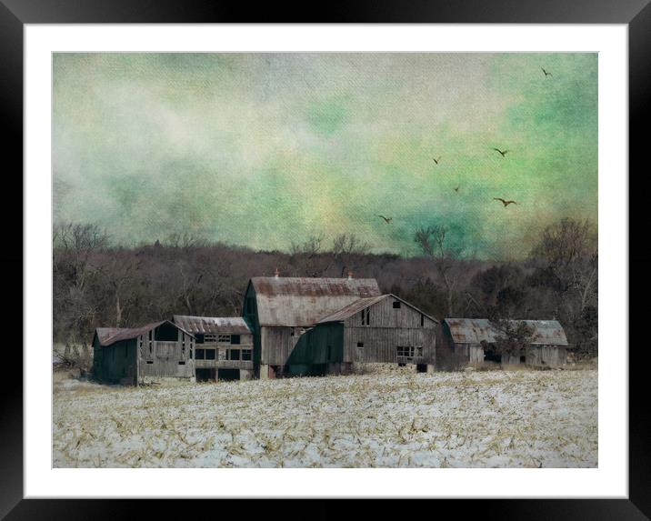 Winter Barn # 01 Framed Mounted Print by JOHN RONSON