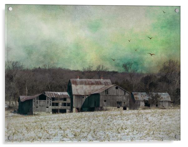 Winter Barn # 01 Acrylic by JOHN RONSON