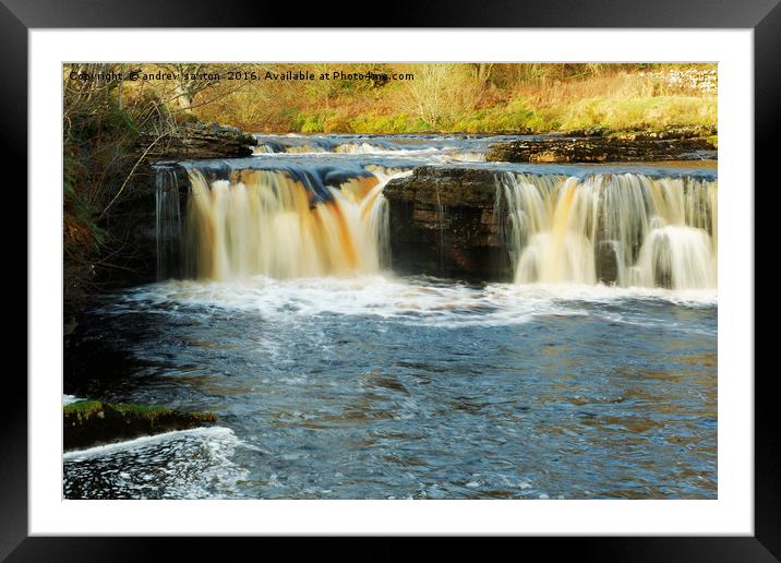WHAT A WATERFALL. Framed Mounted Print by andrew saxton