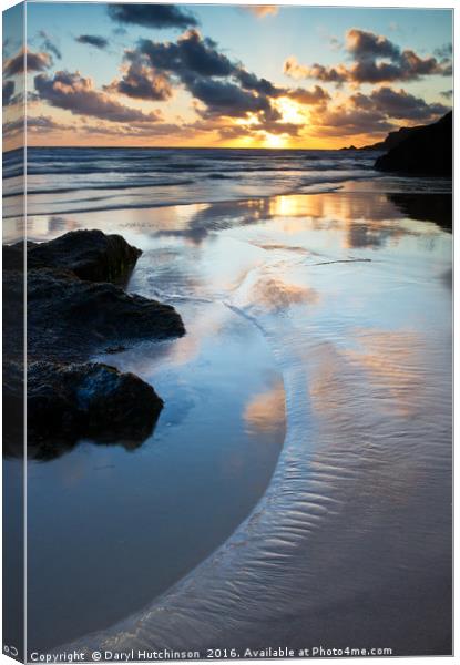 An evenings contemplation Bedruthan Steps Beach Canvas Print by Daryl Peter Hutchinson