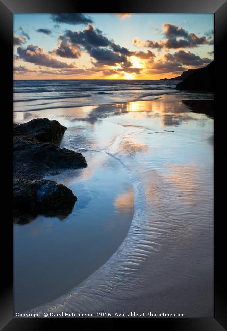 An evenings contemplation Bedruthan Steps Beach Framed Print by Daryl Peter Hutchinson