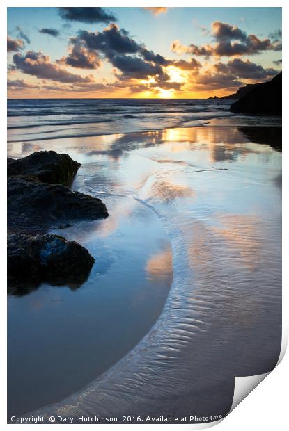 An evenings contemplation Bedruthan Steps Beach Print by Daryl Peter Hutchinson