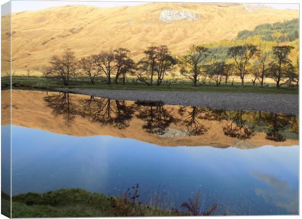 Autumn reflection at Glen Orchy Canvas Print by Keith Hewitt