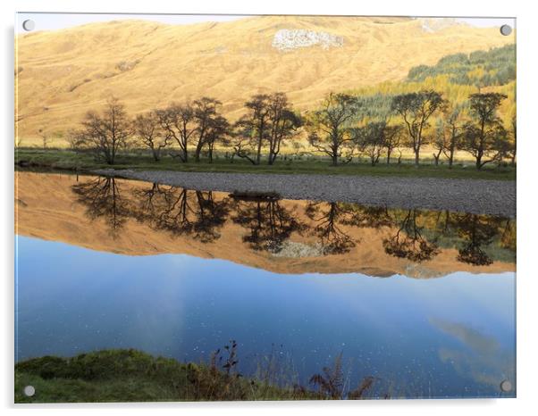 Autumn reflection at Glen Orchy Acrylic by Keith Hewitt