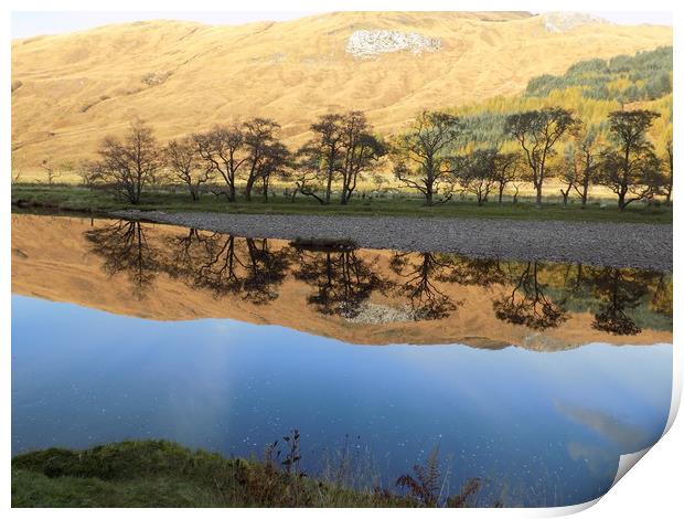 Autumn reflection at Glen Orchy Print by Keith Hewitt