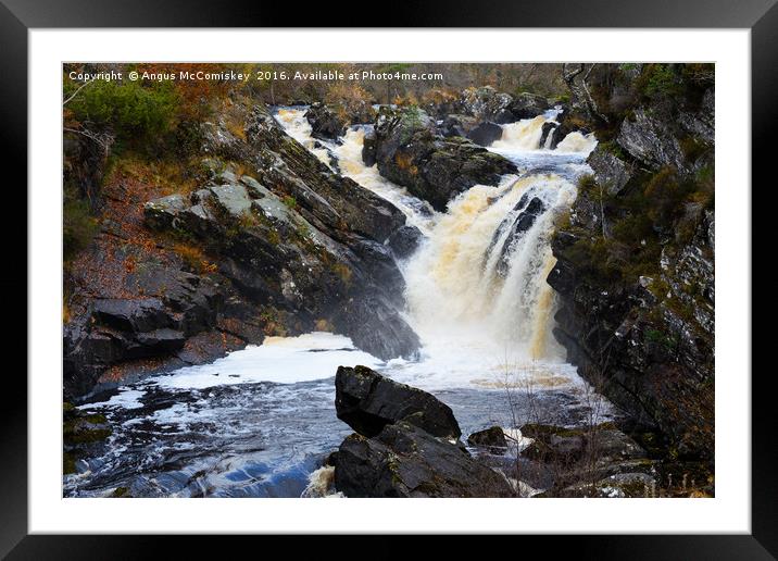 Rogie Falls on the Black Water river Framed Mounted Print by Angus McComiskey