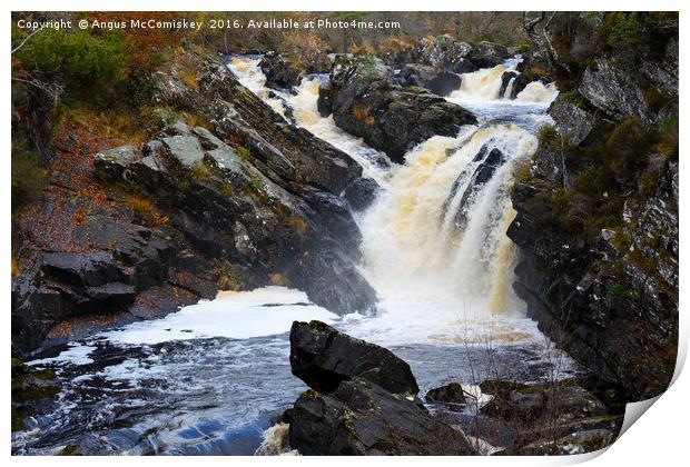 Rogie Falls on the Black Water river Print by Angus McComiskey