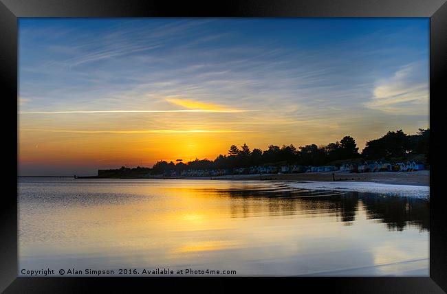 Wells Beach Sunrise Framed Print by Alan Simpson