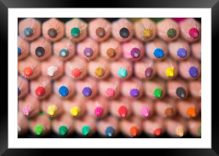 Coloured pencils. Framed Mounted Print by Bryn Morgan