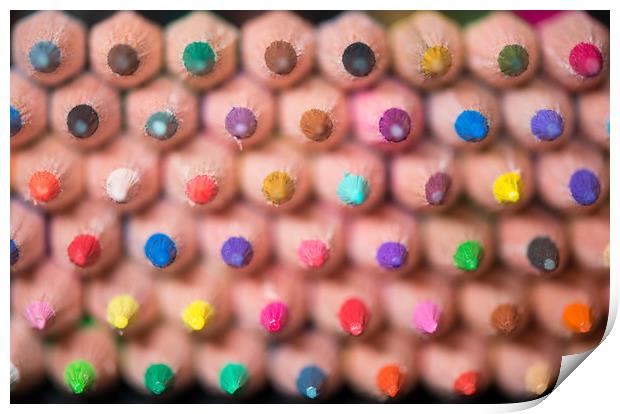 Coloured pencils. Print by Bryn Morgan